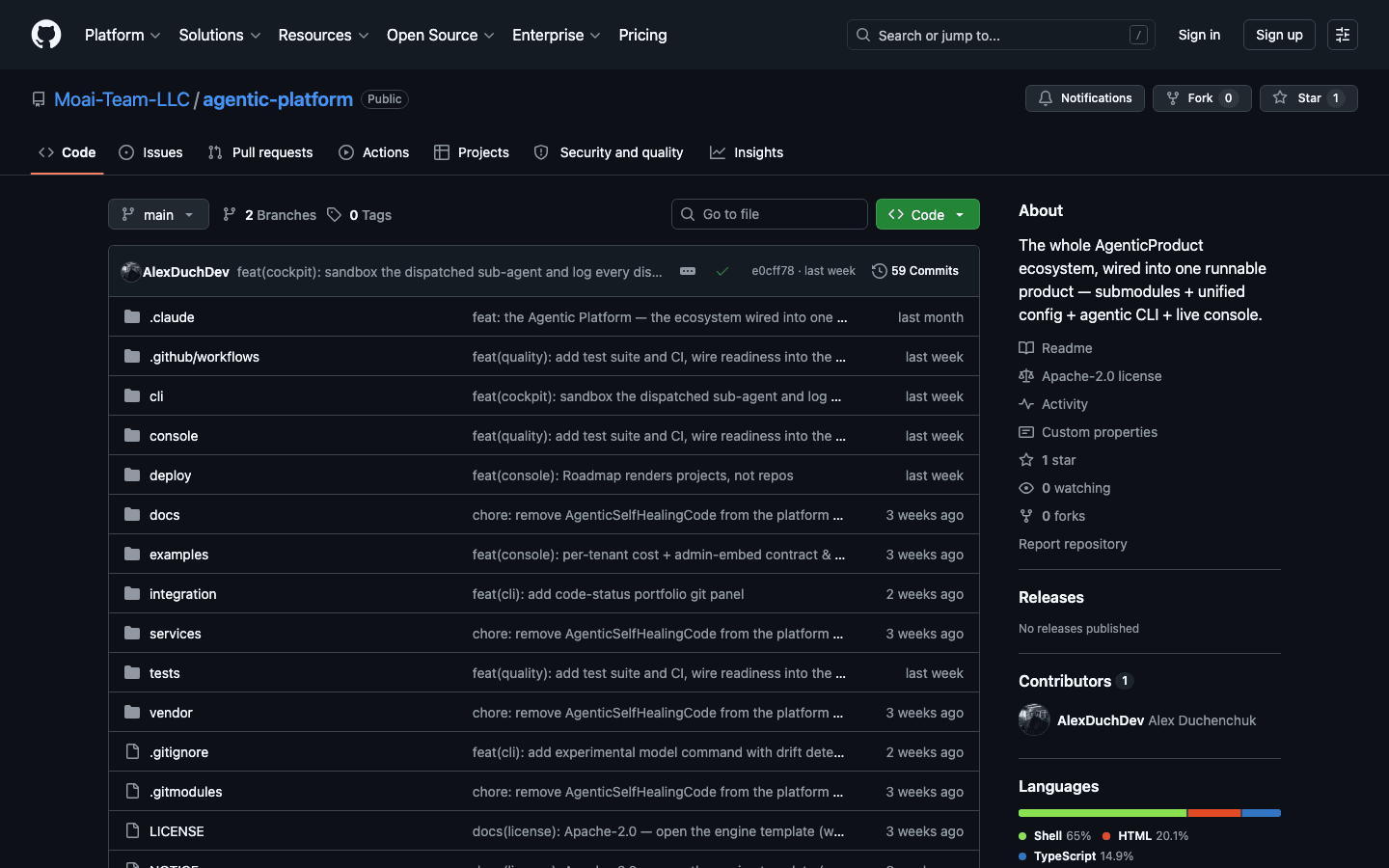 Agentic Platform interface